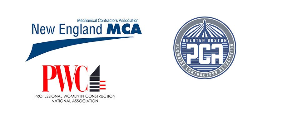 Industry Affiliations logo grid, New England MCA, Greater Boston PCA, PWC logos